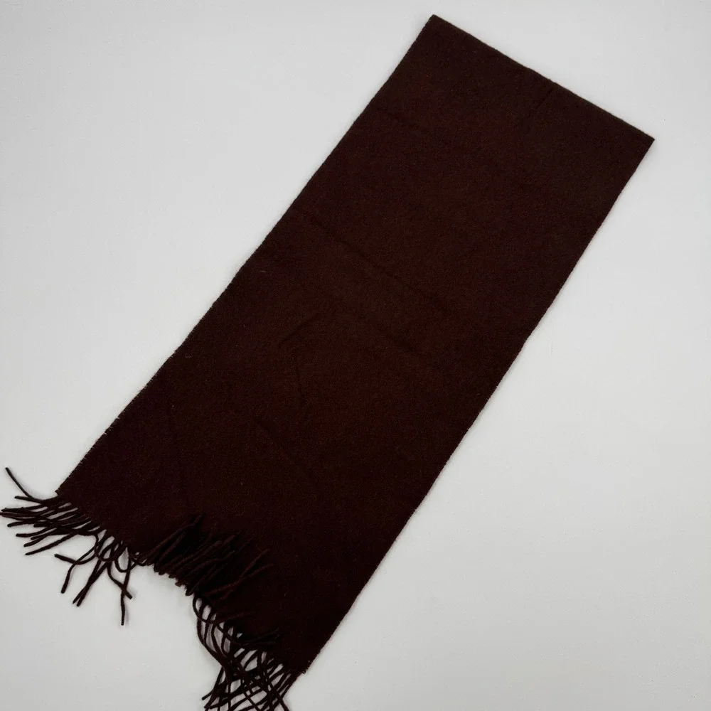 Joseph Abboud Scarf Mens OS Brown 100% Cashmere Made in Germany Fringe Trim